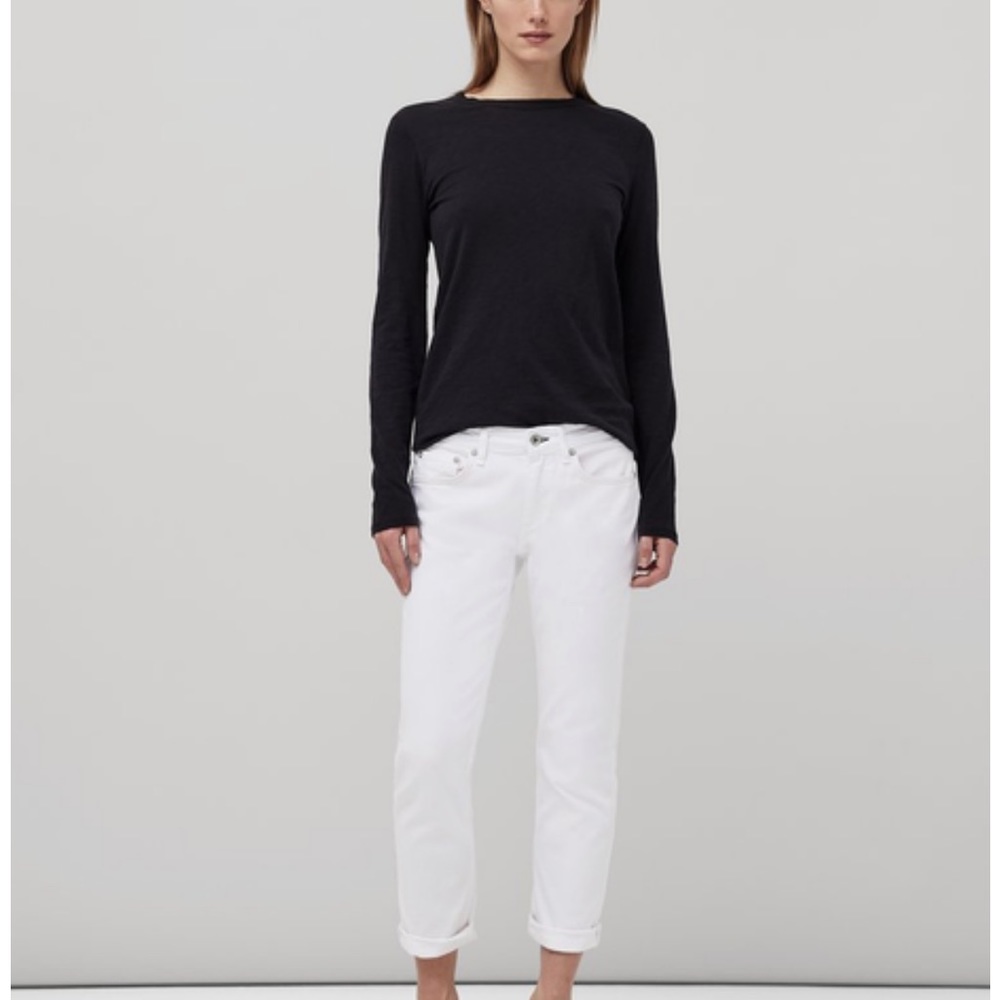 NWT rag & bone Jeans Dre Ankle Boyfriend White (Aged Brt Wht) Low-Rise Stretch